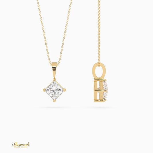 18k Gold Princess Diamond Solitaire Pendant - shemesh_diamonds