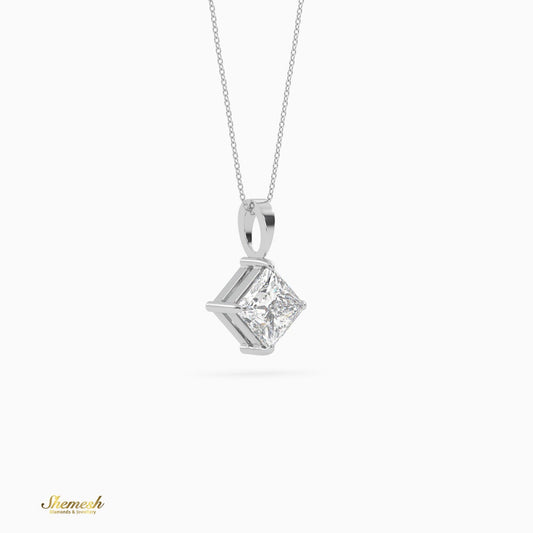 18k Gold 4 - Prong Princess Cut Diamond Solitaire Pendant - shemesh_diamonds