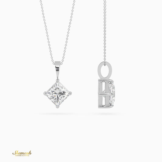 18k Gold 4 - Prong Princess Cut Diamond Solitaire Pendant - shemesh_diamonds