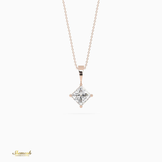 18k Gold Princess Cut Diamond Solitaire Pendant - shemesh_diamonds