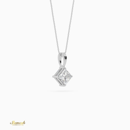 18k Gold Princess Cut Diamond Solitaire Pendant - shemesh_diamonds