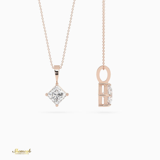 18k Gold Princess Cut Diamond Solitaire Pendant - shemesh_diamonds