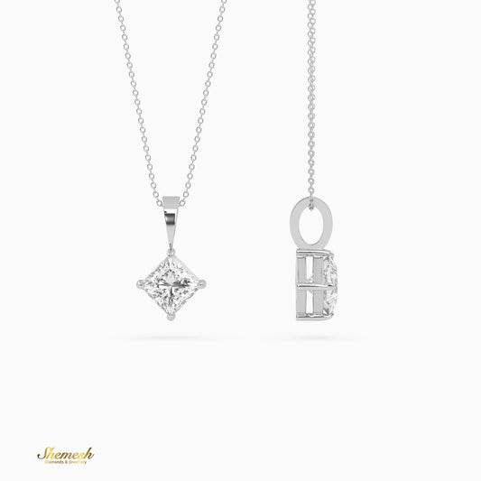 18k Gold Princess Cut Diamond Solitaire Pendant - shemesh_diamonds