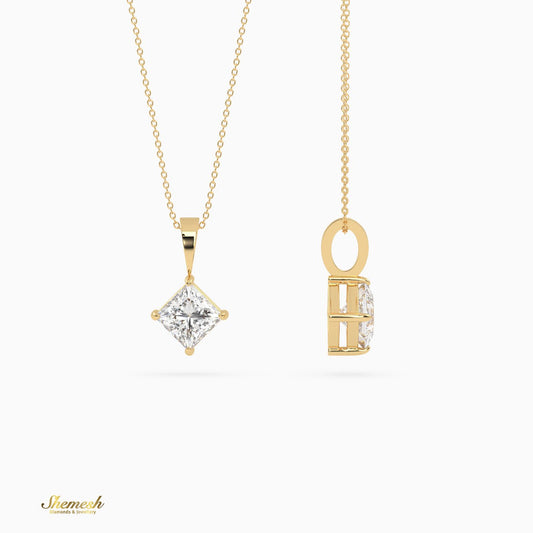 18k Gold Princess Cut Diamond Solitaire Pendant - shemesh_diamonds