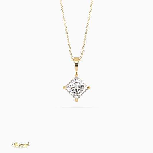 18k Gold Princess Shape Diamond Solitaire Pendant - shemesh_diamonds