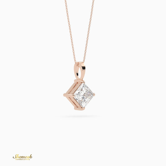 18k Gold Princess Shape Diamond Solitaire Pendant - shemesh_diamonds