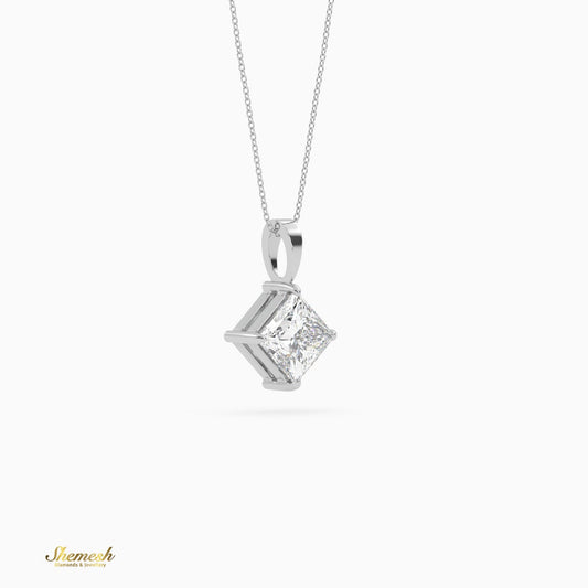 18k Gold Princess Shape Diamond Solitaire Pendant - shemesh_diamonds