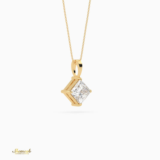 18k Gold Princess Shape Diamond Solitaire Pendant - shemesh_diamonds