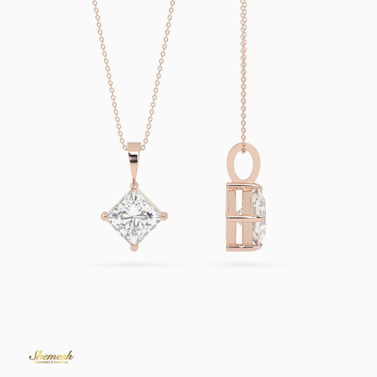 18k Gold Princess Shape Diamond Solitaire Pendant - shemesh_diamonds