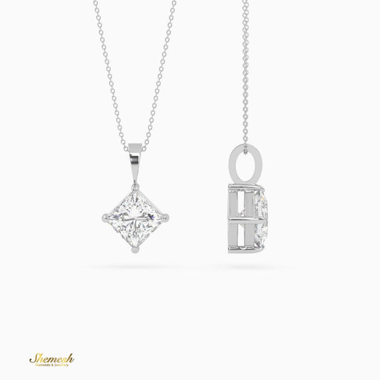 18k Gold Princess Shape Diamond Solitaire Pendant - shemesh_diamonds