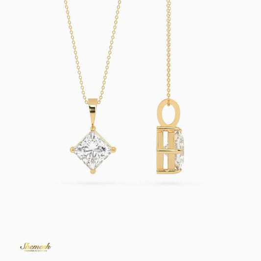 18k Gold Princess Shape Diamond Solitaire Pendant - shemesh_diamonds