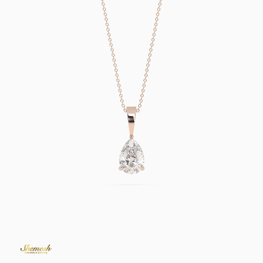 18K Gold Pear Cut Diamond Solitaire Pendant - shemesh_diamonds
