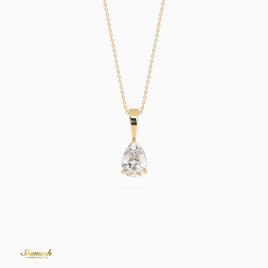 18K Gold Pear Cut Diamond Solitaire Pendant - shemesh_diamonds