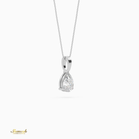 18K Gold Pear Cut Diamond Solitaire Pendant - shemesh_diamonds