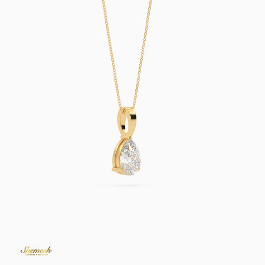 18K Gold Pear Cut Diamond Solitaire Pendant - shemesh_diamonds
