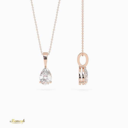 18K Gold Pear Cut Diamond Solitaire Pendant - shemesh_diamonds