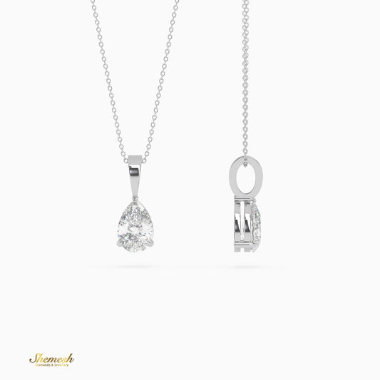 18K Gold Pear Cut Diamond Solitaire Pendant - shemesh_diamonds
