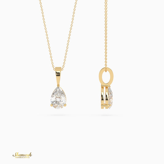 18K Gold Pear Cut Diamond Solitaire Pendant - shemesh_diamonds
