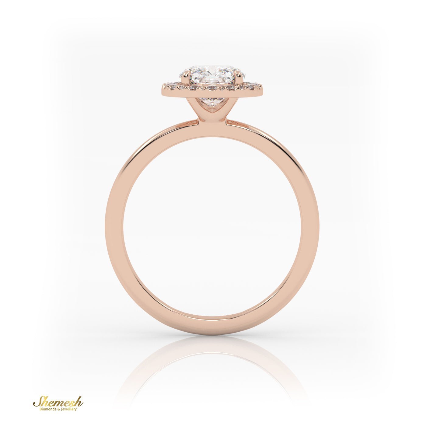 18K Gold 4 Prong Cushion Diamond Halo Engagement Ring - shemesh_diamonds