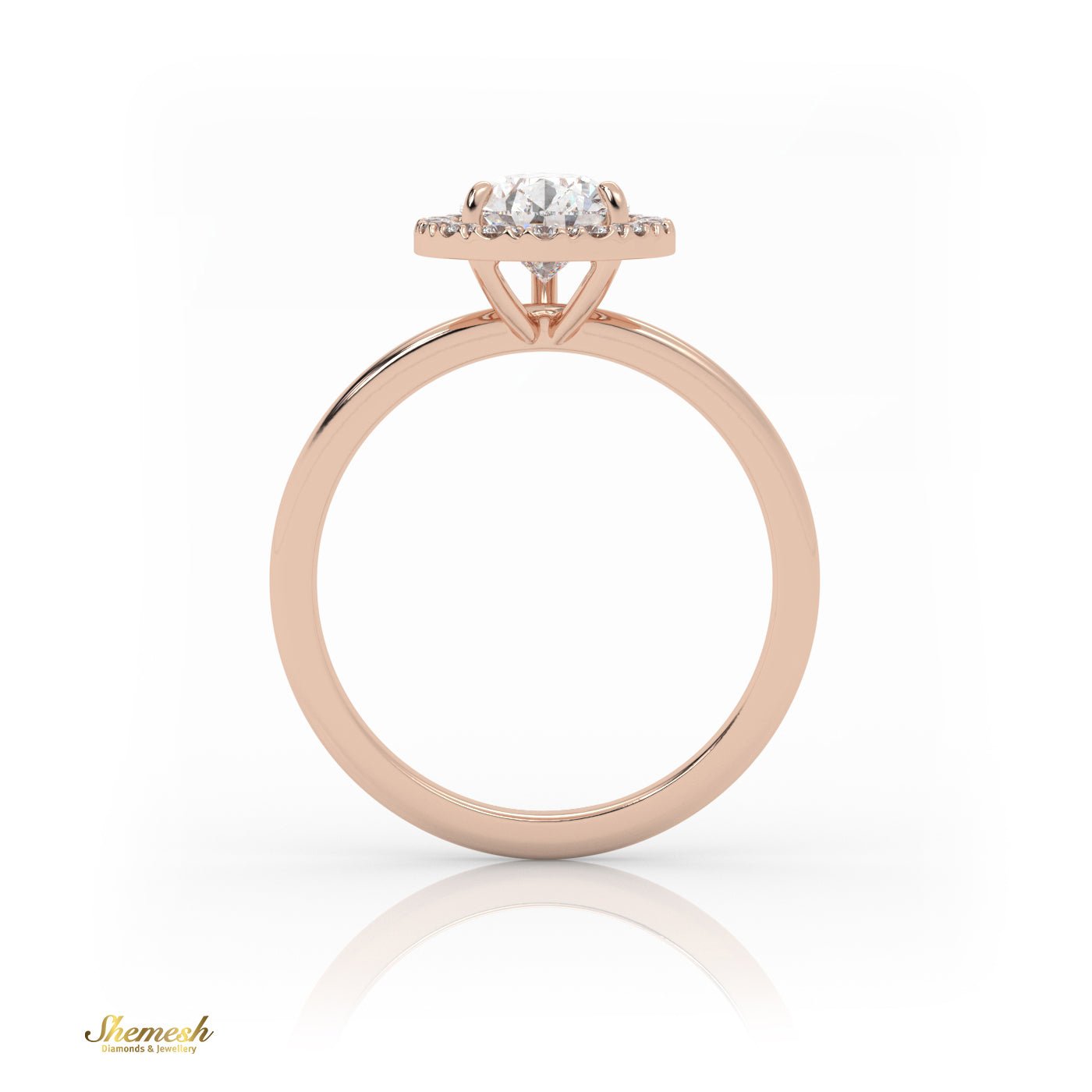 18K Gold 3 Prongs Pear Cut Diamond Halo Engagement Ring - shemesh_diamonds