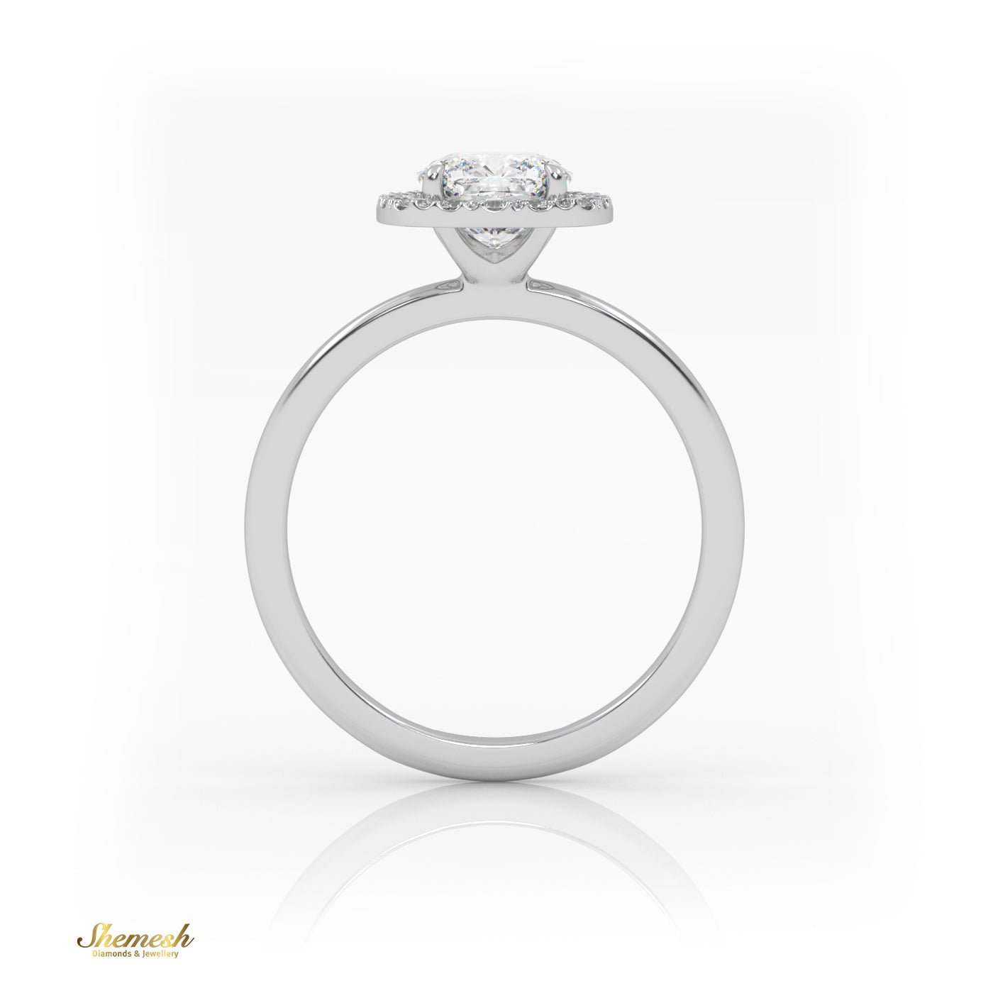 18K Gold 4 Prong Cushion Diamond Halo Engagement Ring - shemesh_diamonds