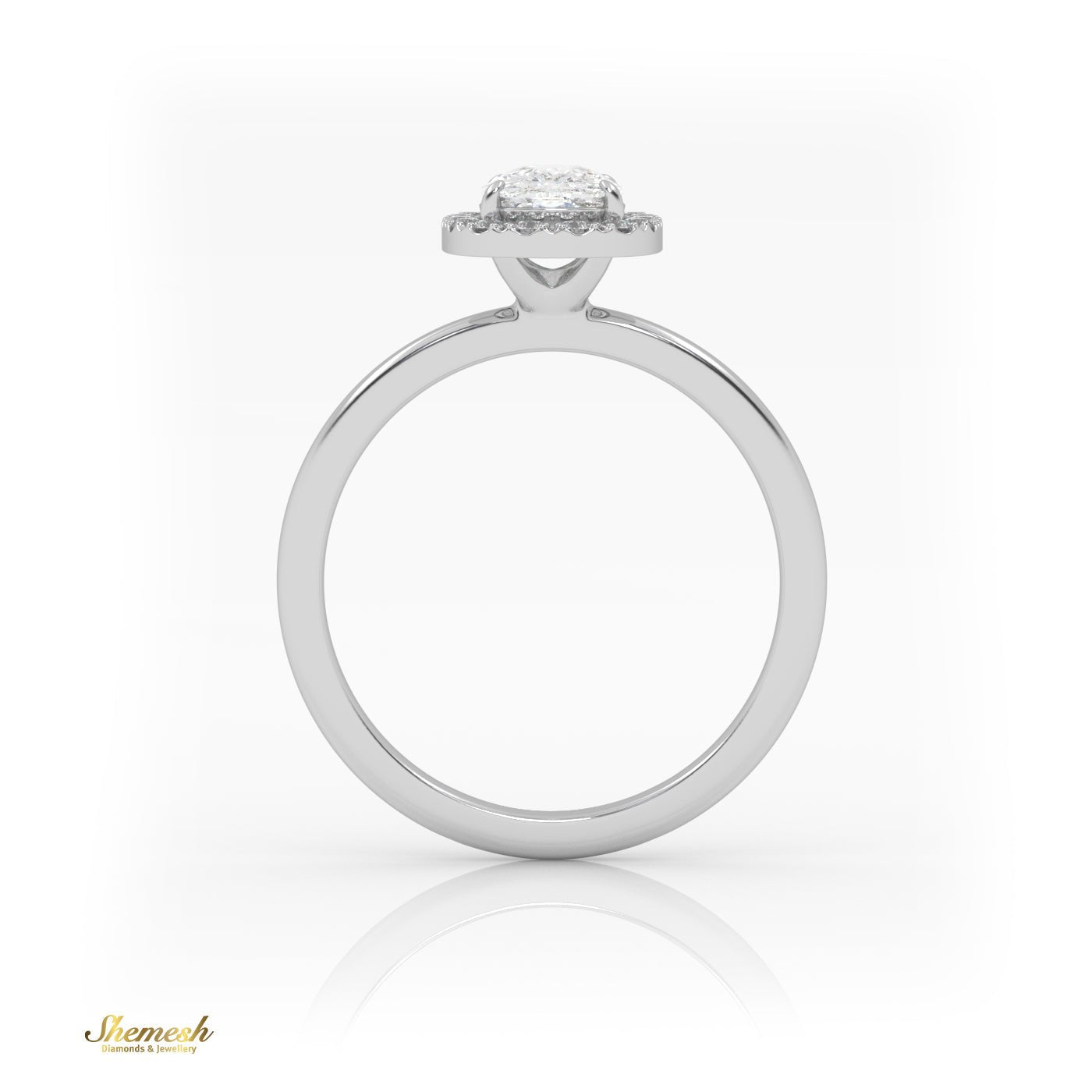 18K Gold 4 Prongs Elongated Cushion Diamond Halo Style Engagement Ring - shemesh_diamonds