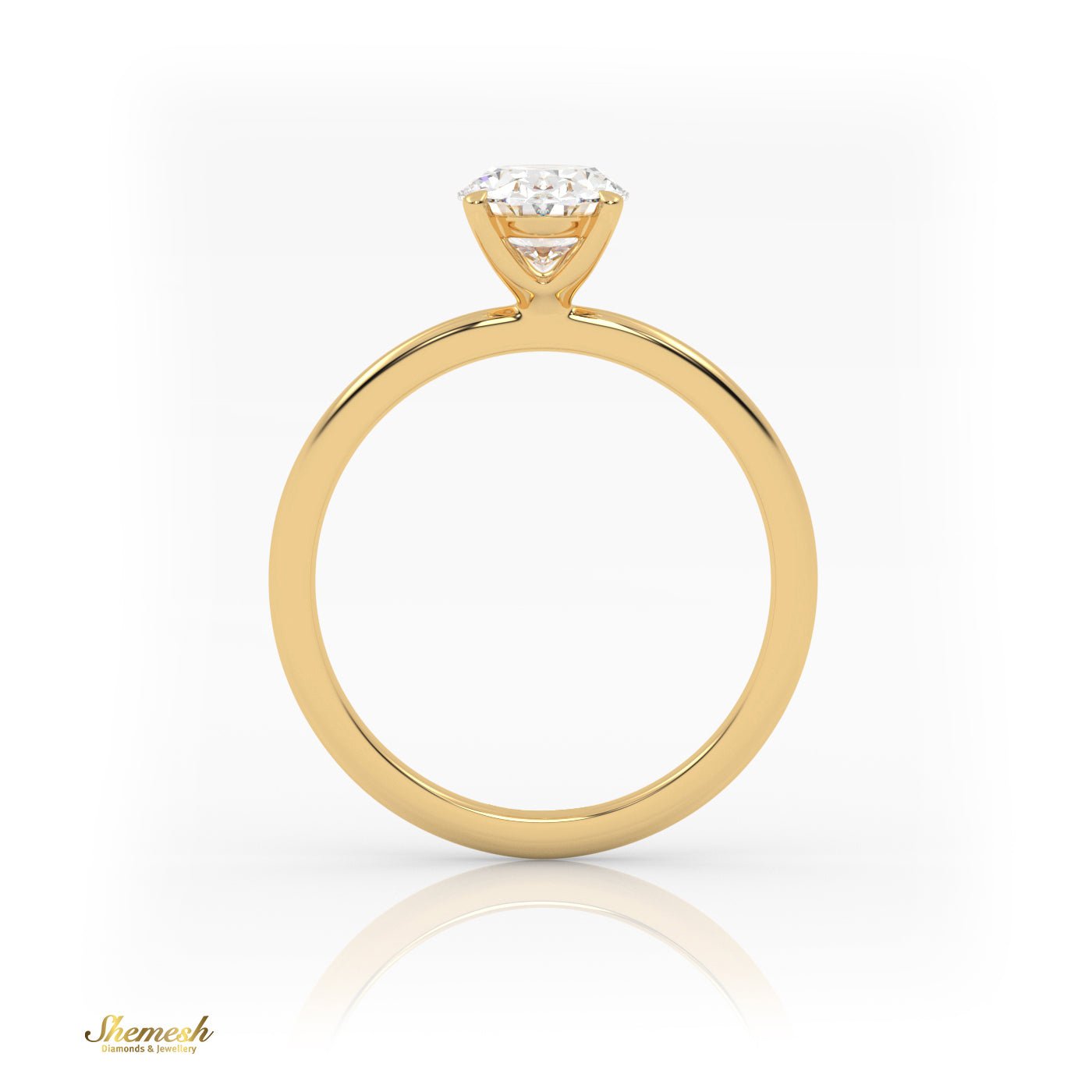 18K Gold 4 Prongs Oval Cut Diamond Solitaire Engagement Ring - shemesh_diamonds