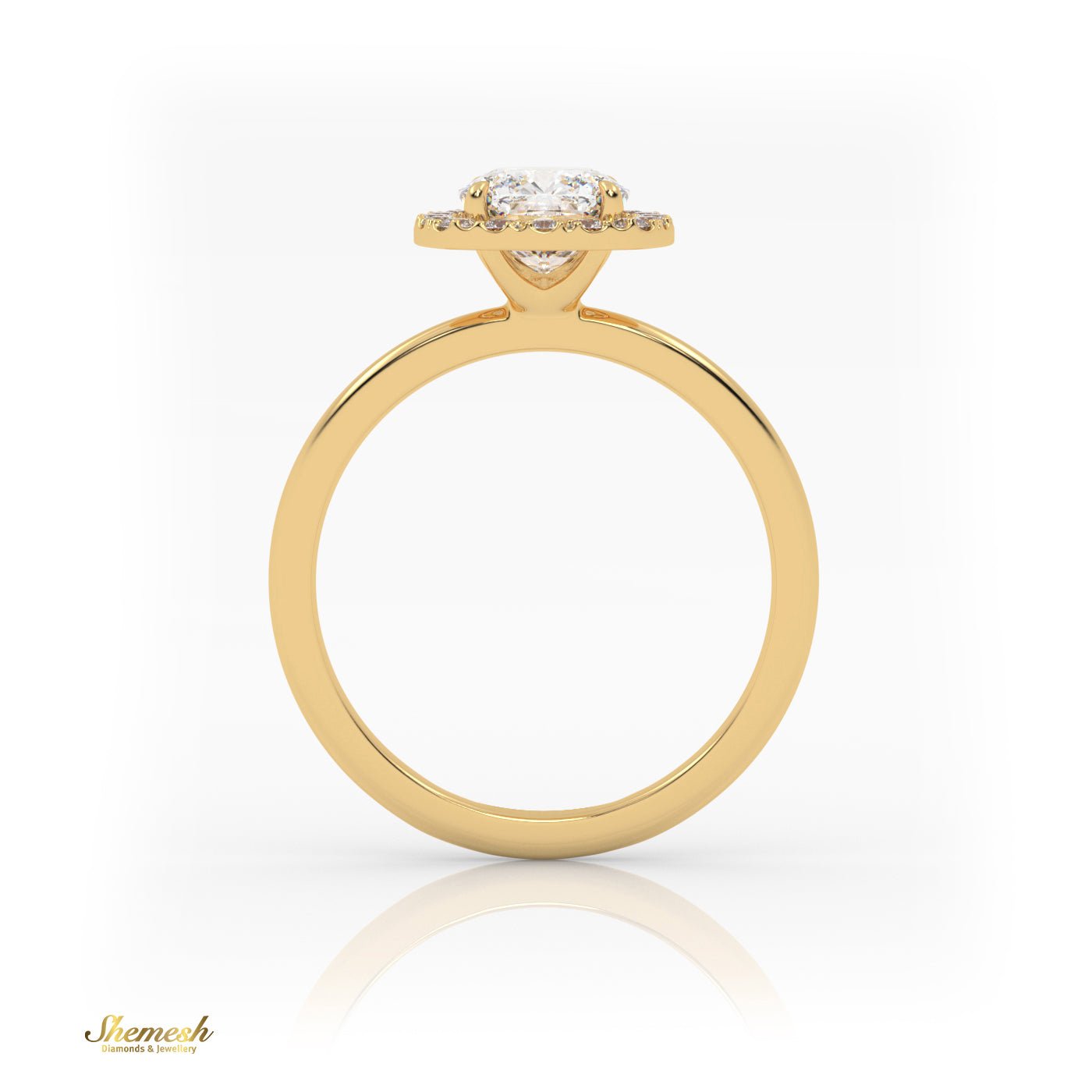 18K Gold 4 Prong Cushion Diamond Halo Engagement Ring - shemesh_diamonds