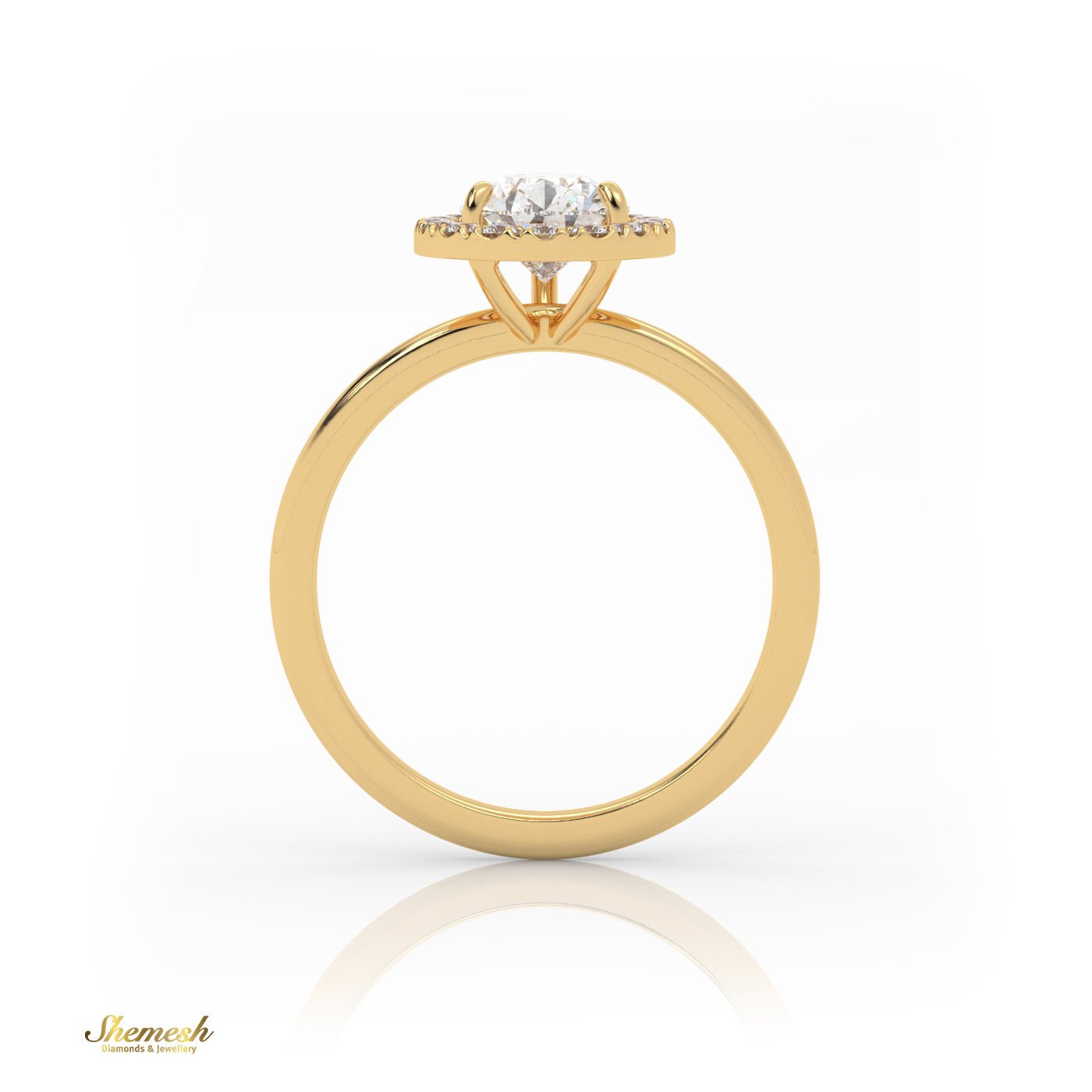 18K Gold 3 Prongs Pear Cut Diamond Halo Engagement Ring - shemesh_diamonds