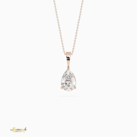 18K Gold Pear Shape Diamond Solitaire Pendant - shemesh_diamonds