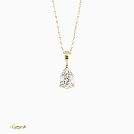 18K Gold Pear Shape Diamond Solitaire Pendant - shemesh_diamonds