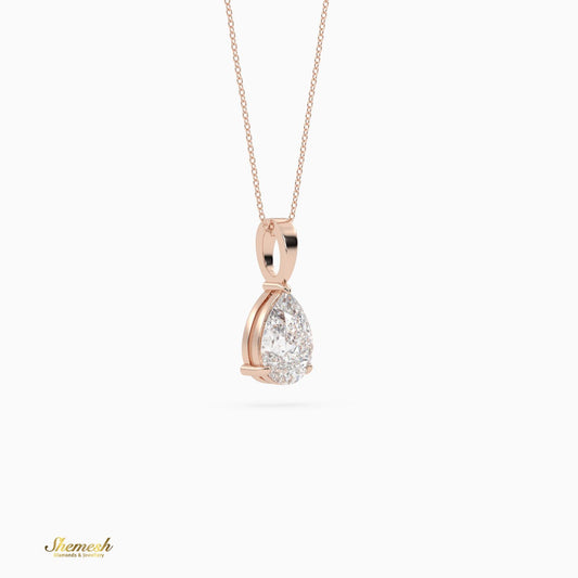 18K Gold Pear Shape Diamond Solitaire Pendant - shemesh_diamonds