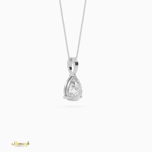18K Gold Pear Shape Diamond Solitaire Pendant - shemesh_diamonds