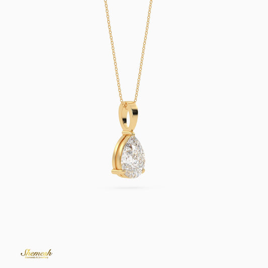 18K Gold Pear Shape Diamond Solitaire Pendant - shemesh_diamonds
