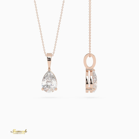 18K Gold Pear Shape Diamond Solitaire Pendant - shemesh_diamonds