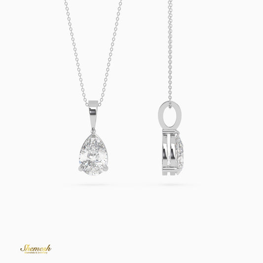 18K Gold Pear Shape Diamond Solitaire Pendant - shemesh_diamonds