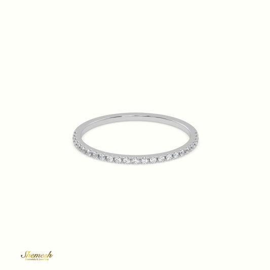 18K Gold Round Diamonds Half Eternity Thin Wedding Band - shemesh_diamonds