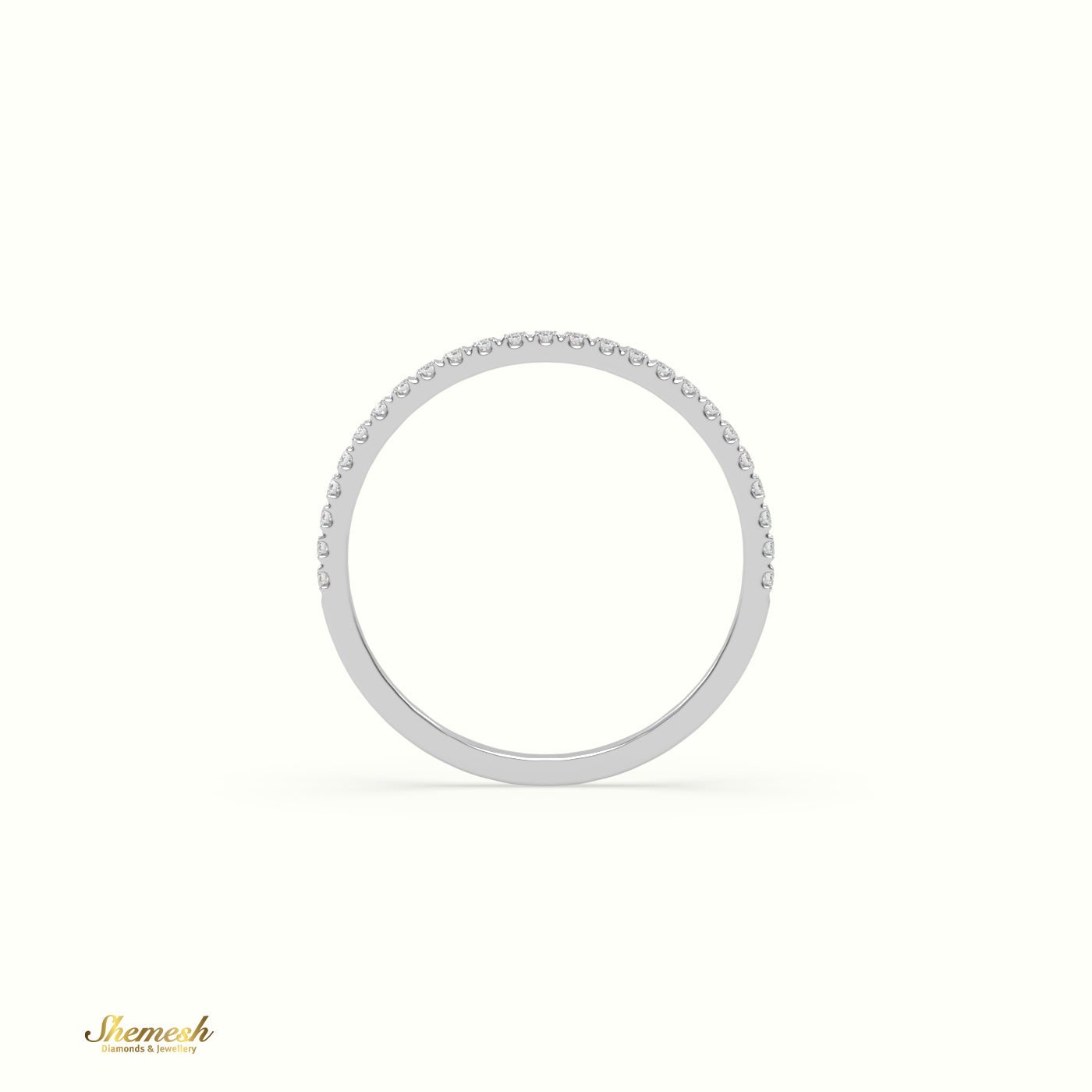 18K Gold Round Diamonds Half Eternity Thin Wedding Band - shemesh_diamonds