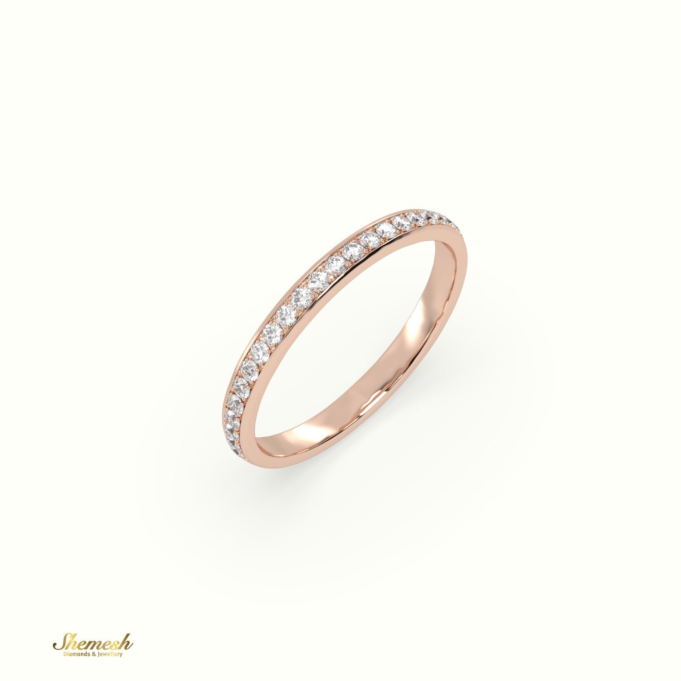 18K Gold Round Diamonds Half Eternity Channel Setting Wedding Band - shemesh_diamonds