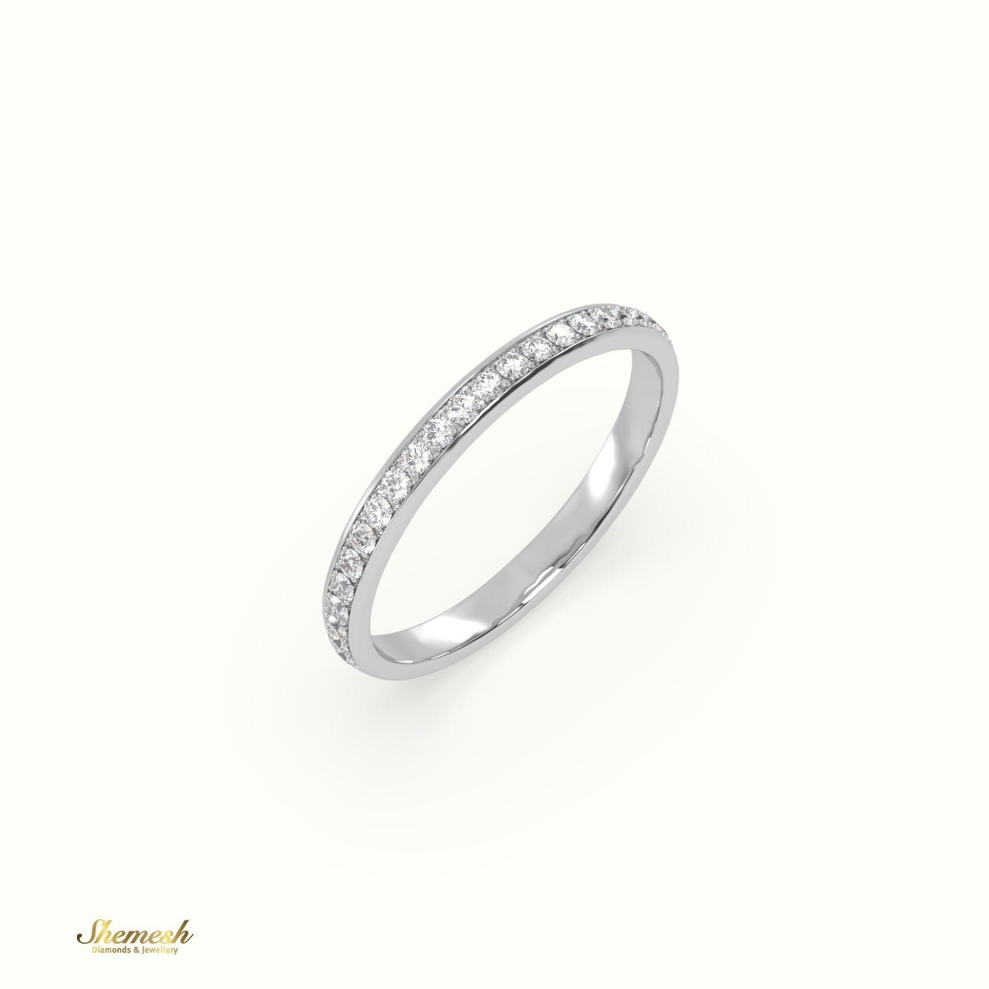 18K Gold Round Diamonds Half Eternity Channel Setting Wedding Band - shemesh_diamonds