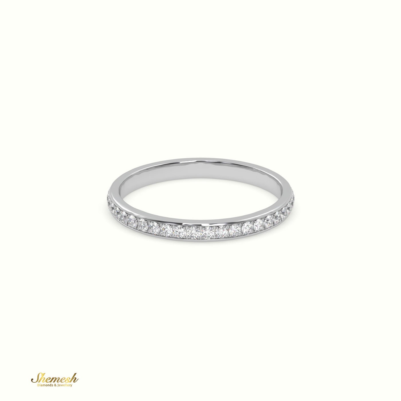 18K Gold Round Diamonds Half Eternity Channel Setting Wedding Band - shemesh_diamonds