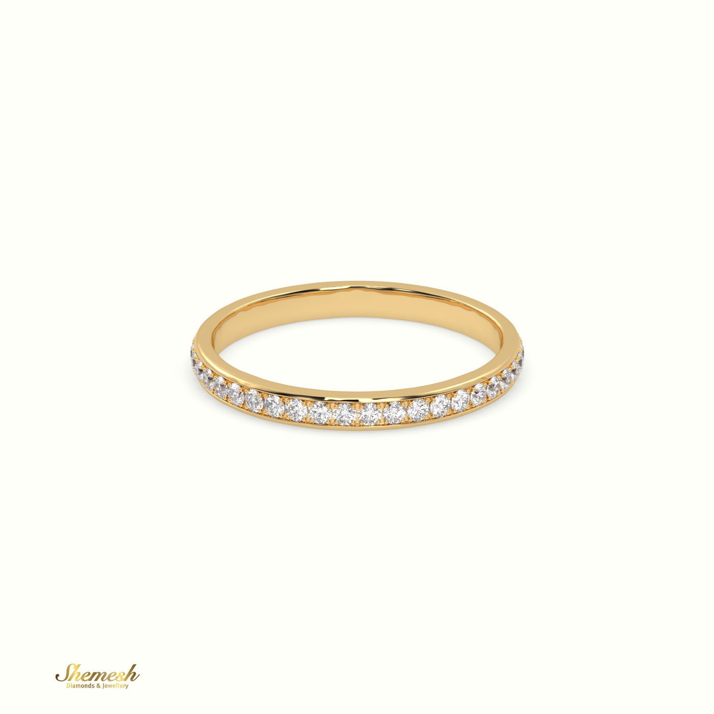 18K Gold Round Diamonds Half Eternity Channel Setting Wedding Band - shemesh_diamonds