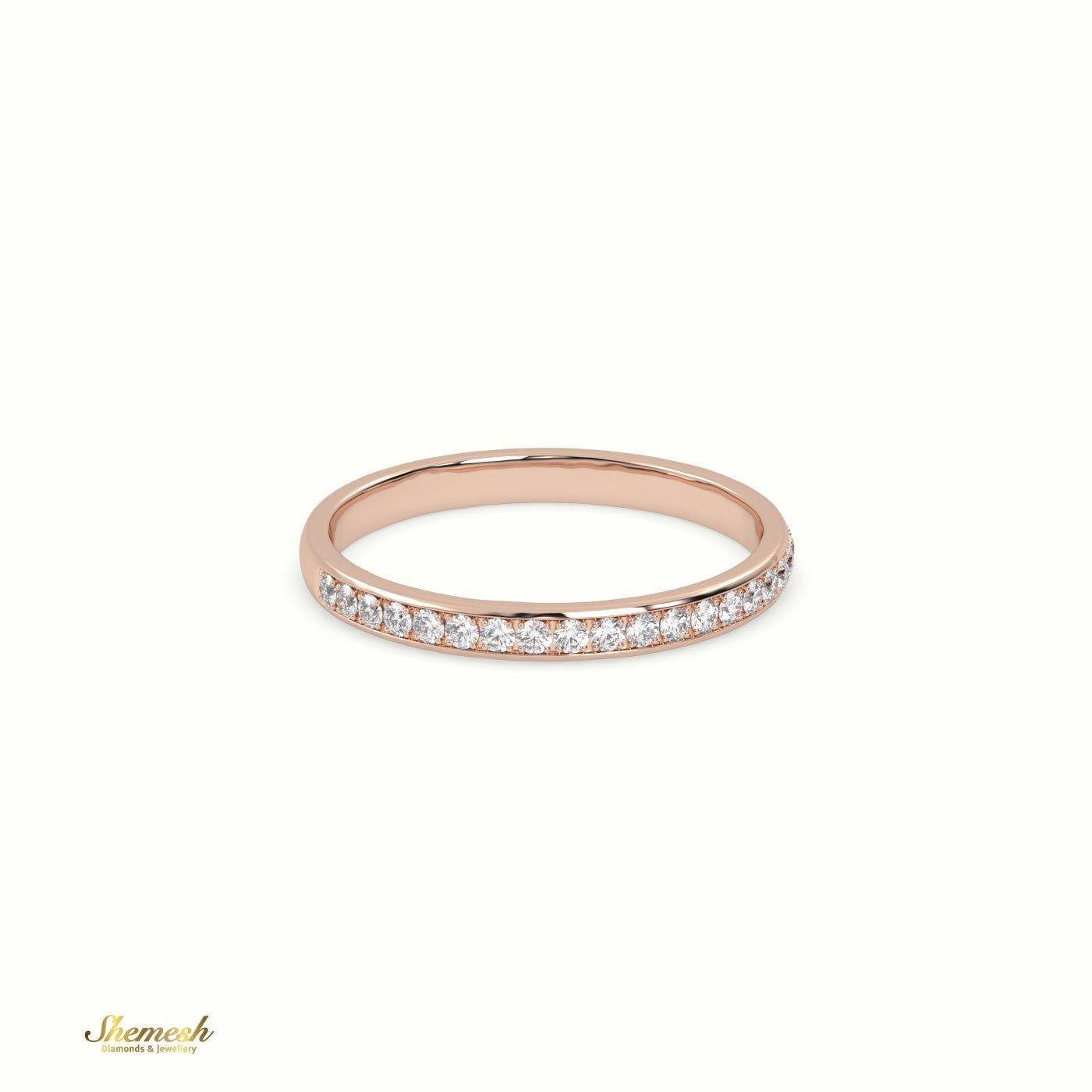 18K Gold Round Diamonds Half Eternity Channel Setting Wedding Band - shemesh_diamonds