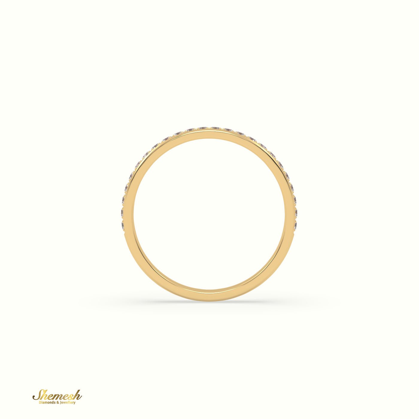 18K Gold Round Diamonds Half Eternity Channel Setting Wedding Band - shemesh_diamonds