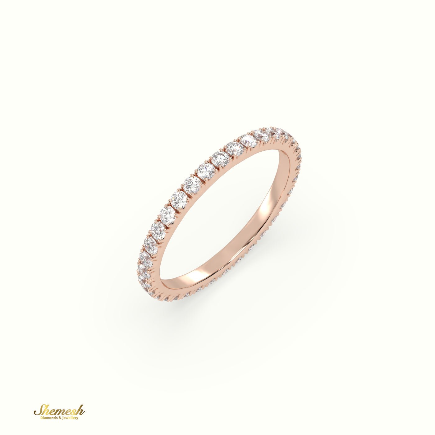 18K Gold U Shaped Prongs Round Diamonds Full Eternity Wedding Ring - shemesh_diamonds