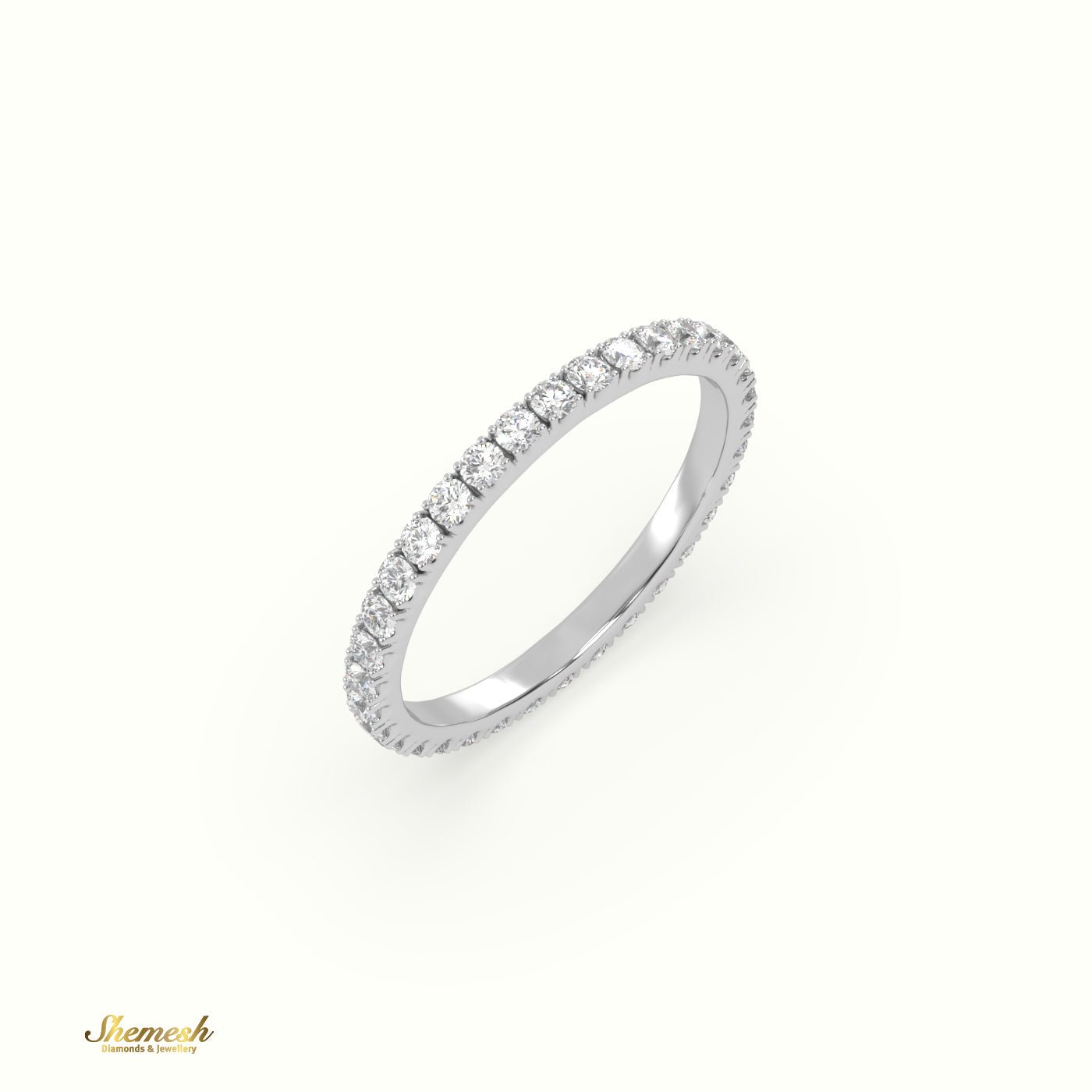 18K Gold U Shaped Prongs Round Diamonds Full Eternity Wedding Ring - shemesh_diamonds