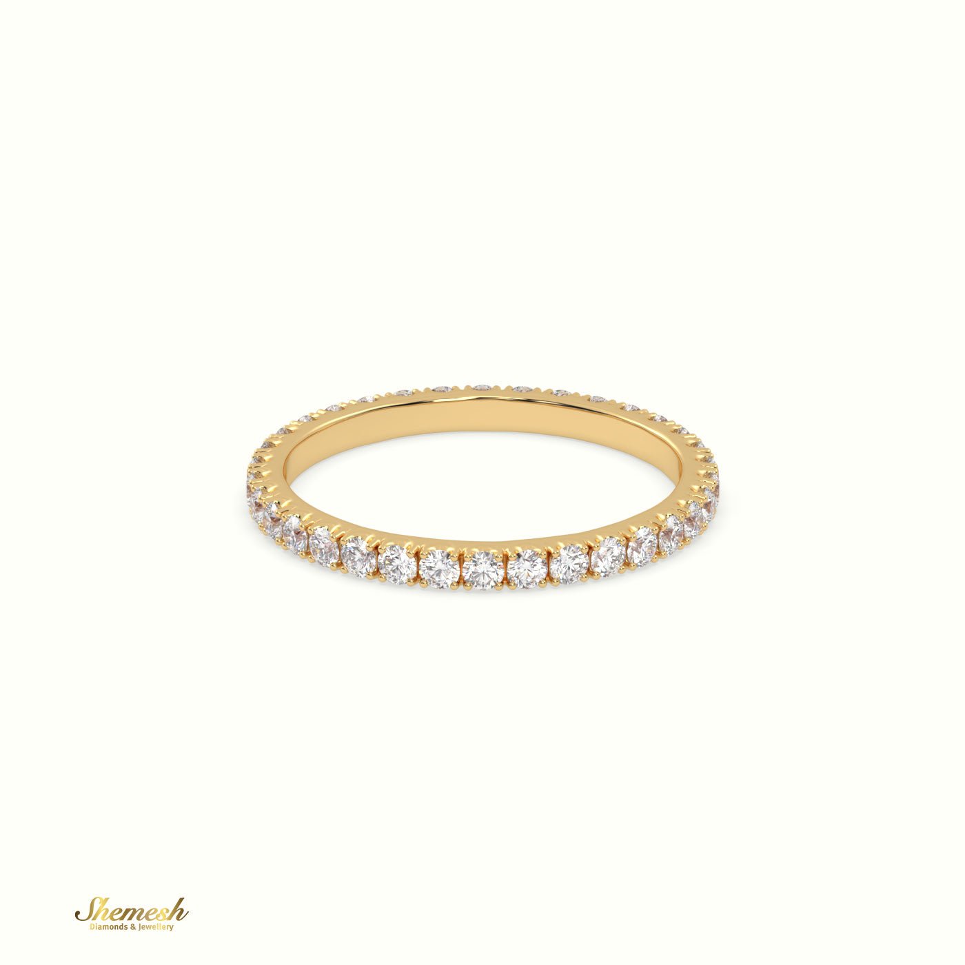 18K Gold U Shaped Prongs Round Diamonds Full Eternity Wedding Ring - shemesh_diamonds