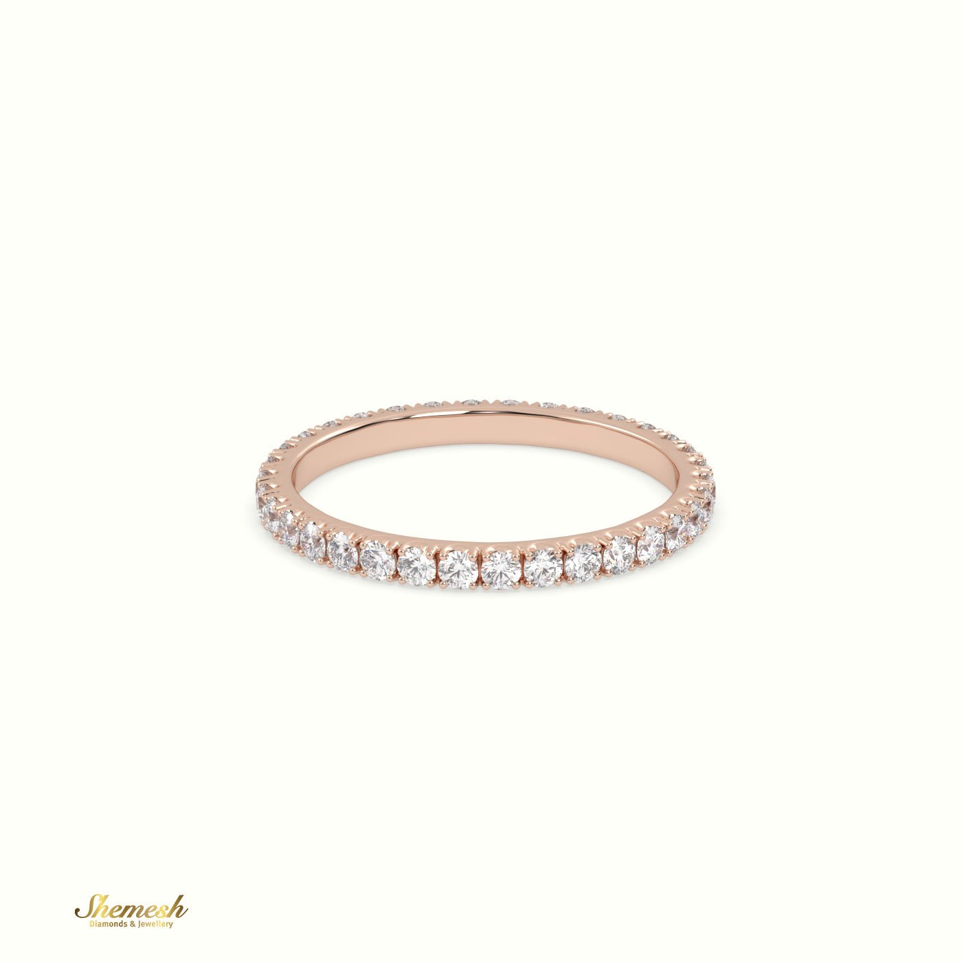 18K Gold U Shaped Prongs Round Diamonds Full Eternity Wedding Ring - shemesh_diamonds