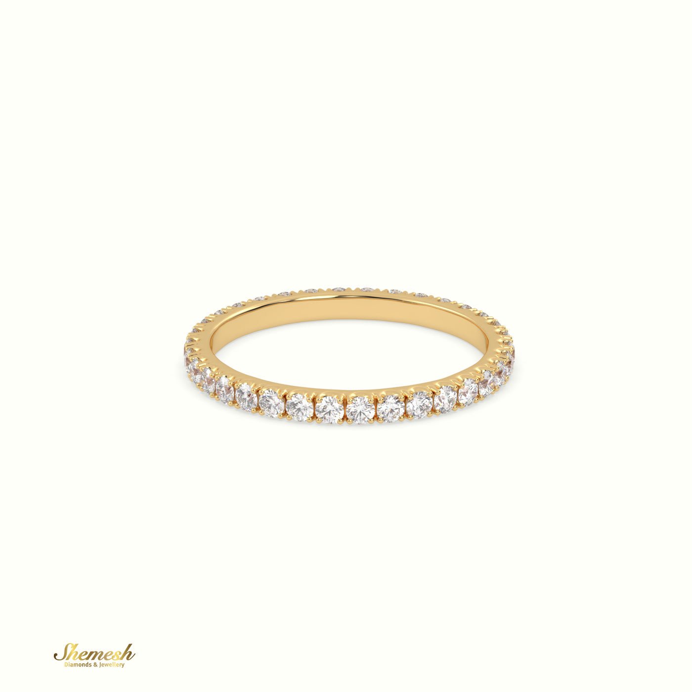 18K Gold U Shaped Prongs Round Diamonds Full Eternity Wedding Ring - shemesh_diamonds