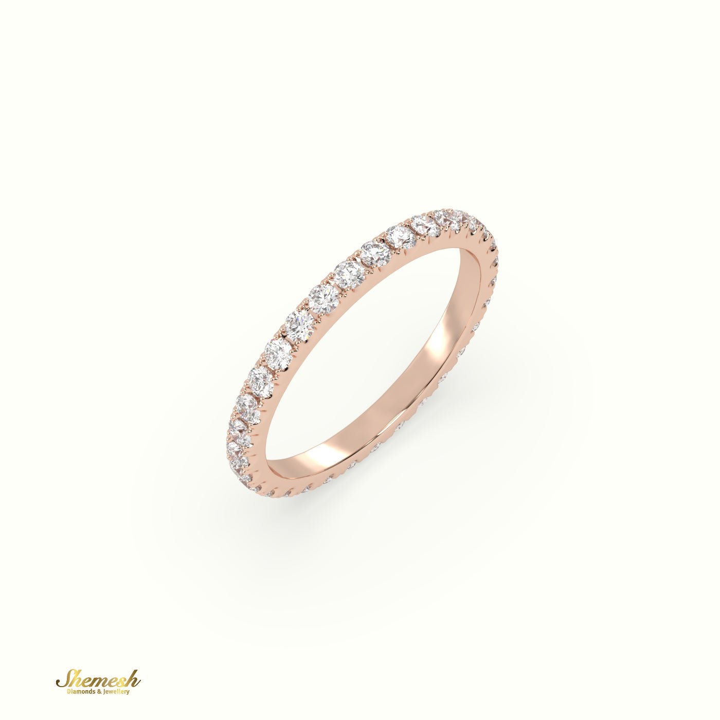 18K Gold "U" Shaped 4 Prongs Round Diamond Eternity Ring - shemesh_diamonds